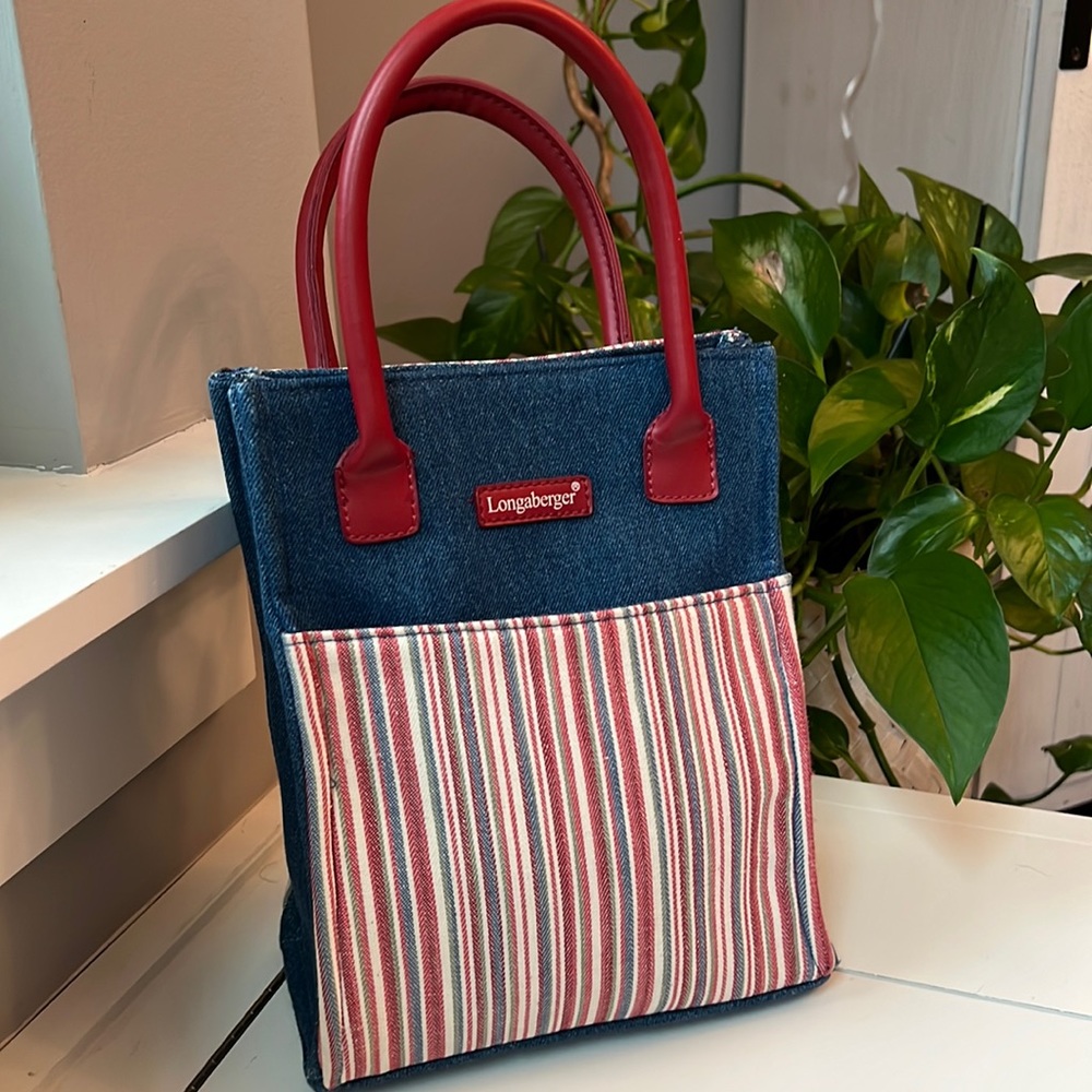 Longaberger Homestead Denim Hand Bag/ Purse